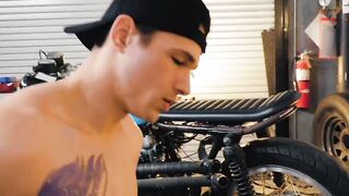 Black customer anal fucked by motorcycle mechanic