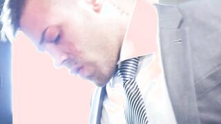 Man in suit Javi Gray doggystyle analfucked by Ricky Blue