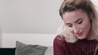 Young beauty is teasing as she reveals her trimmed pussy
