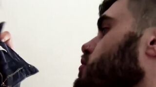 Bearded amateur deepthroats his dominant lovers hairy dick
