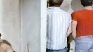 Classic gay stud shows his deepthroating skills in toilet