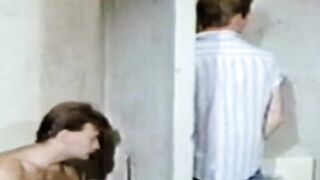 Classic gay stud shows his deepthroating skills in toilet