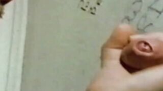 Classic gay stud shows his deepthroating skills in toilet
