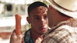 Gay cowboy anal fucks black man