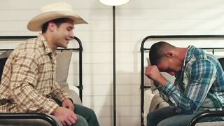 Gay cowboy anal fucks black man