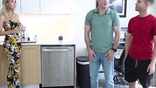 Stepson and his pal gang bang his busty stepmom