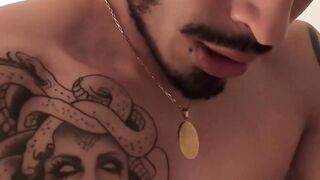 Inked Latino jock Sahid hammered deep gay twink Ayun ass