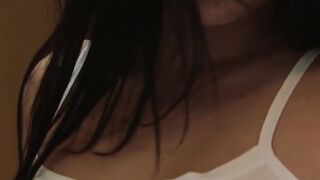 Gentle beauty rubs her shaved pussy and has a strong orgasm