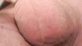 Mature amateur working on his long hard dick until he cums