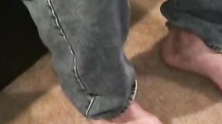 Mature amateur working on his long hard dick until he cums