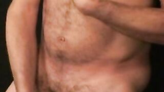 Mature amateur jerking off hairy cock and cumshot