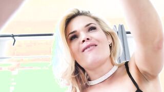 Seductive stockings blondes sucking cock before hard fuck