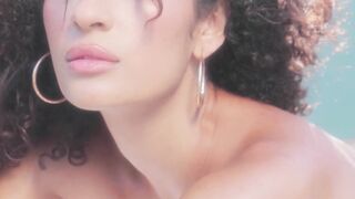 Curly Latina teen shows stunning body