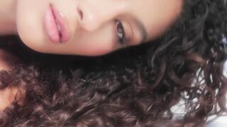 Curly Latina teen shows stunning body