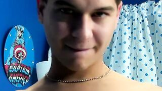 Naughty twink jerks off his hard dick and dildoing his ass