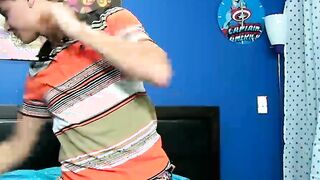 Naughty twink jerks off his hard dick and dildoing his ass