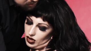 Goth slut drinks all the cum after hardcore fucking action