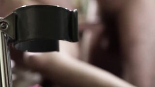 Busty MILF encourages teen stepdaughter to fuck roughly