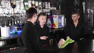 Hot and horny big dick twinks fucking behind the bar