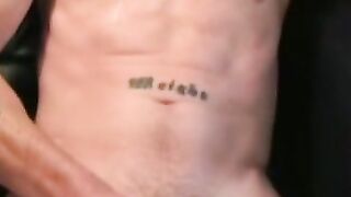 Mature pervert with tattoos masturbates and cums solo