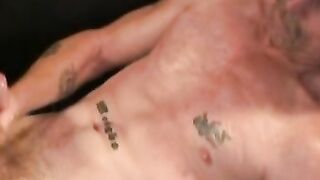 Mature pervert with tattoos masturbates and cums solo