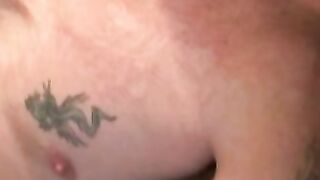 Mature pervert with tattoos masturbates and cums solo
