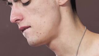 Tattooed twink Sly Conan jerking off and bed humping solo