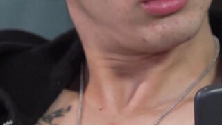 Tattooed twink Sly Conan jerking off and bed humping solo