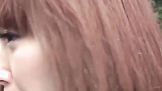 Japanese schoolgirl soaks her panties up at a rainy day