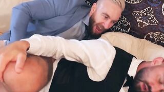 Bearded hunk Bruno Max gets kinky rimming from businessman