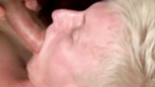 Amateur blonde jock bareback riding big cock after mutual BJ