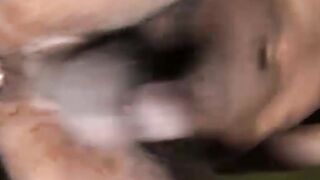 Ebony gay rides huge dick while masturbating and cumming