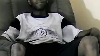 Hung black dude Jay pumps a load of cum out of his huge cock