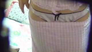 Horny Japanese girl touches her tits and masturbates alone