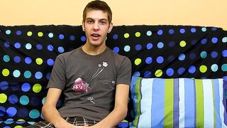 Cute brunette Max Morgan interview then jerking session