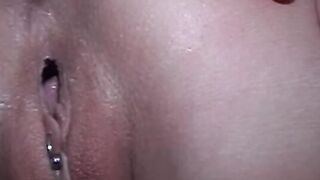 Brunette in stockings and high heels fucked by old man