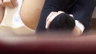 Kinky Japanese hottie rubs pussy on hidden camera solo
