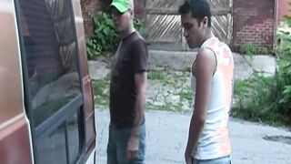 Handsome stud gives amazing blowjob to a guy and a little road help