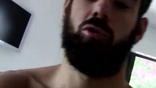 Kinky hairy jock jerking off big dick and fucking fleshlight