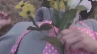 Playful Japanese babe takes it balls deep in her hairy pussy