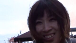 Playful Japanese babe takes it balls deep in her hairy pussy