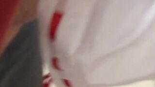 Japanese chick in traditional Asian outfit slobbers on dick
