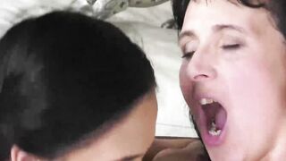 Brunette GILF enjoys a hard lesbian play