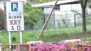 Classy Japanese redhead finds a secret place to pee