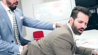Suited hunk Dani Robles has his tight hairy ass rimmed hard