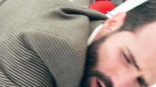 Suited hunk Dani Robles has his tight hairy ass rimmed hard
