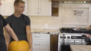 Handsome stud Trevor Ridge jerks off stepbro Justin Matthews in pumpkin
