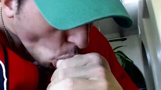 Gay stud Joey Pirelli licks and sucks his feet before jerking