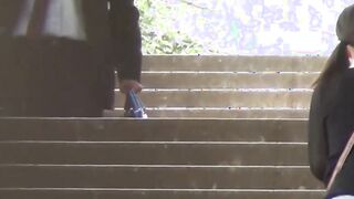 Naughty Japanese voyeur films babes peeing around town