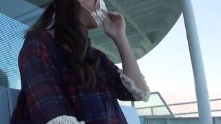 Japanese girl with big boobs wears mask but not her panties